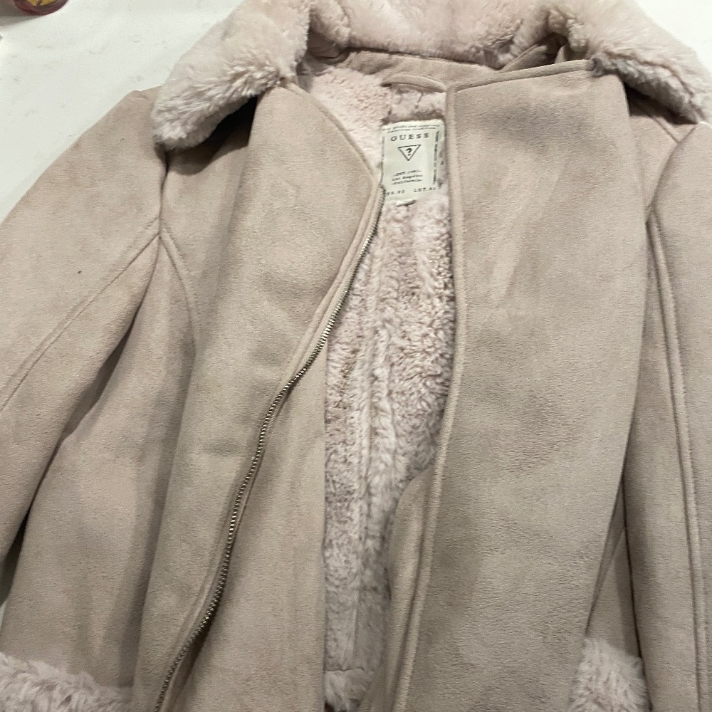 Guess Mauve Motto Jacket with fur New